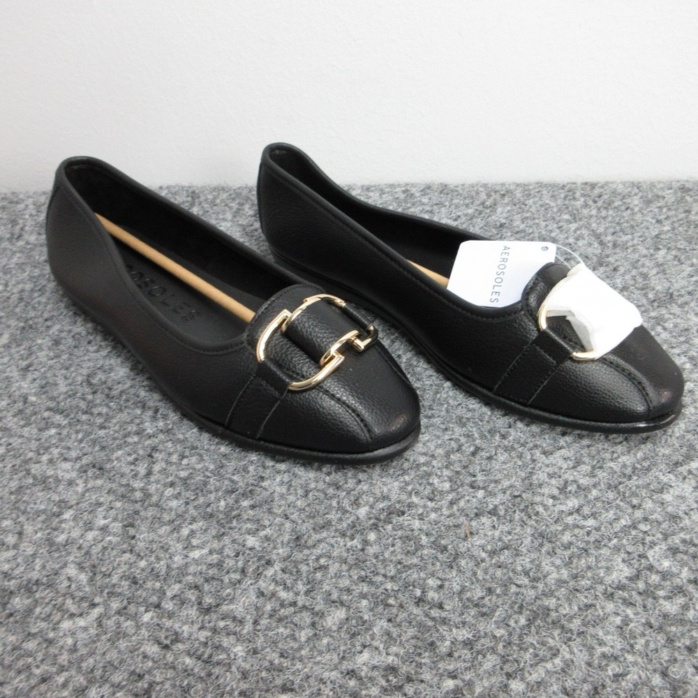 Aerosoles Shoes Womens 10W Black PU Bentley Loafer Flats Buckle Slip On - Picture 2 of 10